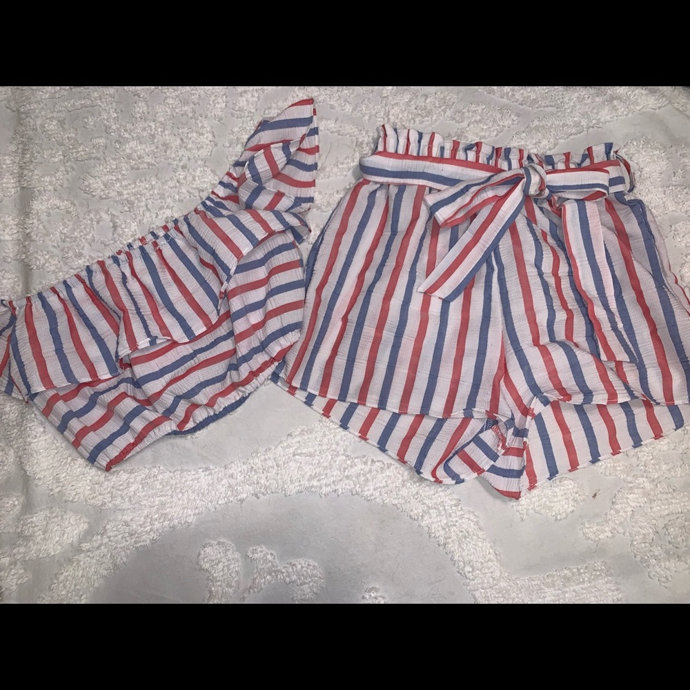 Super cute red, white and blue two piece set.